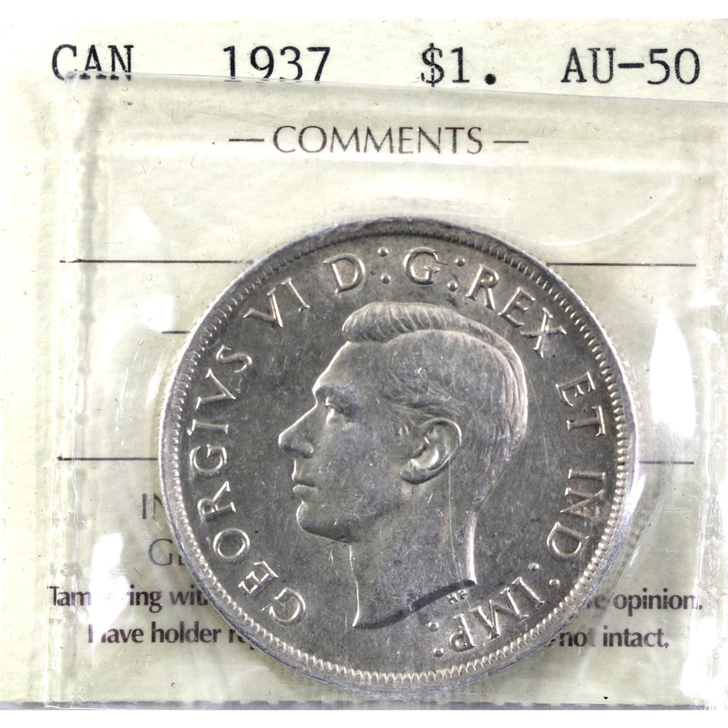 1937 Canada Dollar ICCS Certified AU50 (QR 837)