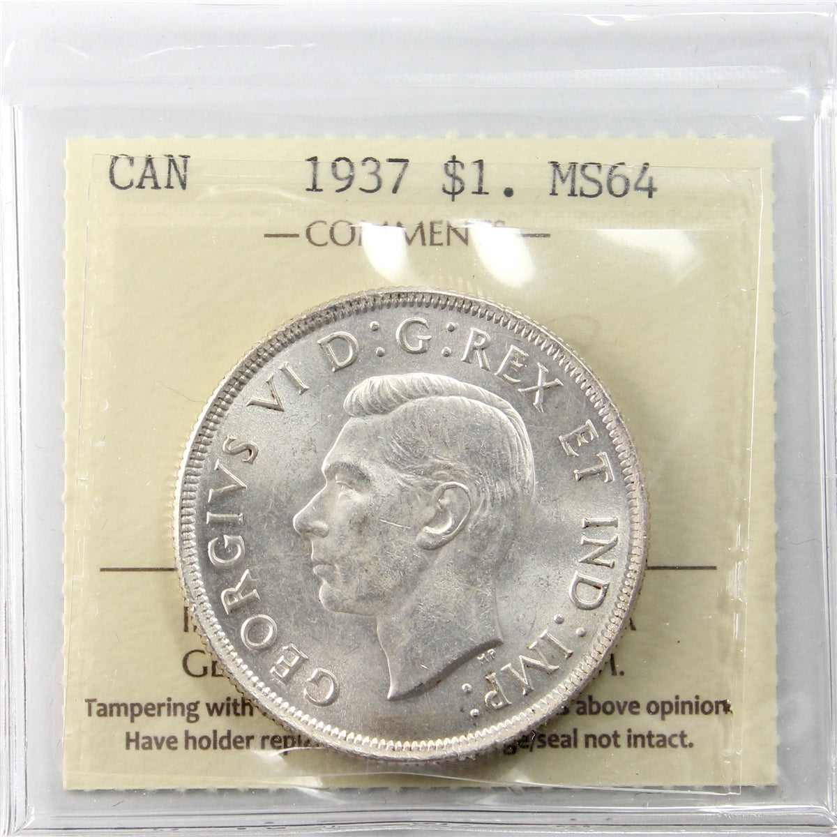 1937 Canada Dollar ICCS Certified MS64 (FQ 168)