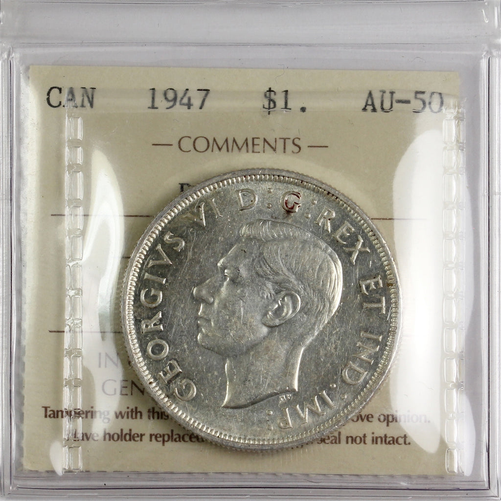 1947 Blunt 7 Canada Dollar ICCS Certified AU50