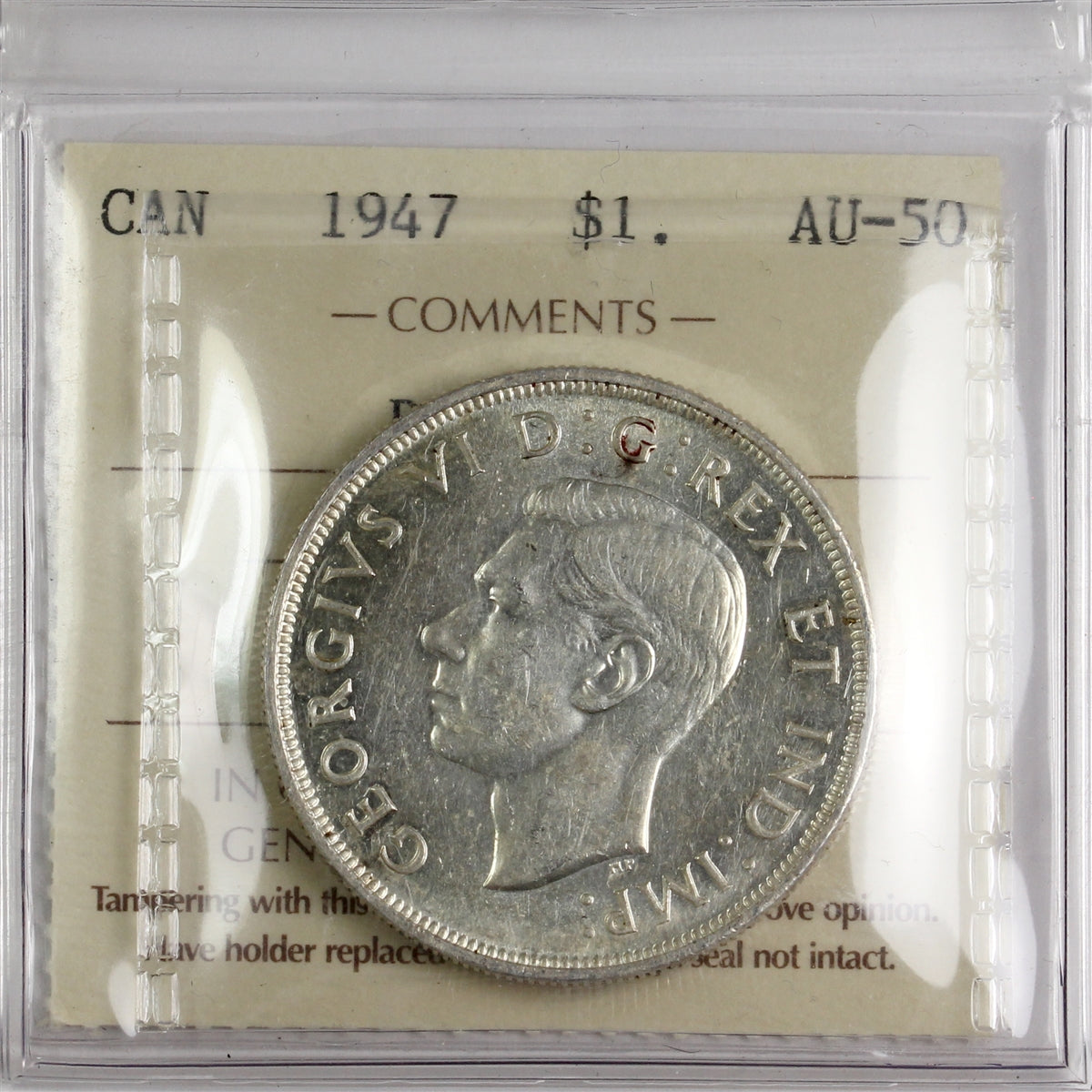 1947 Blunt 7 Canada Dollar ICCS Certified AU50
