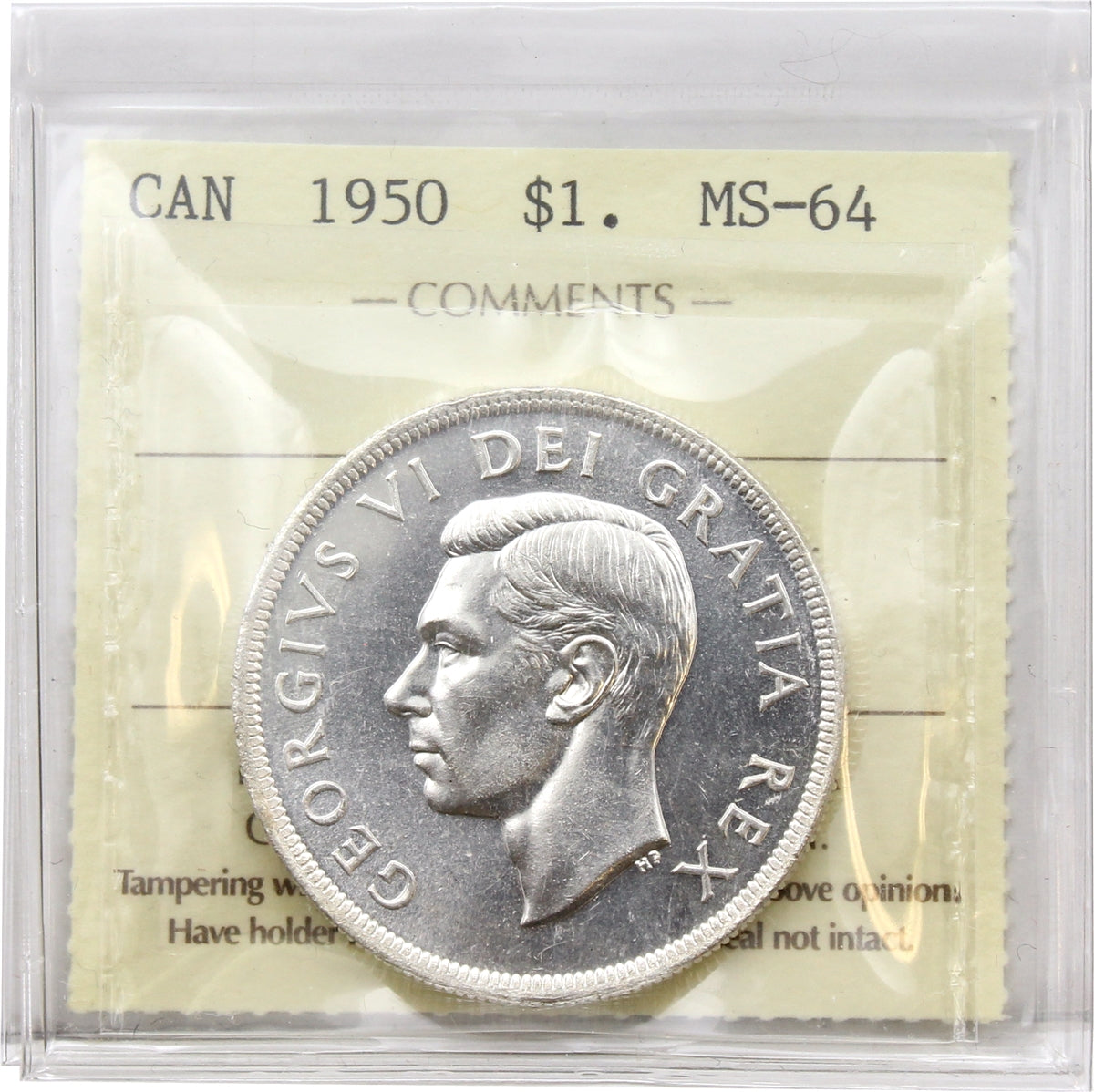 1950 Canada Dollar ICCS Certified MS64