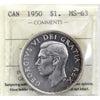 1950 SWL Canada Dollar ICCS Certified MS63