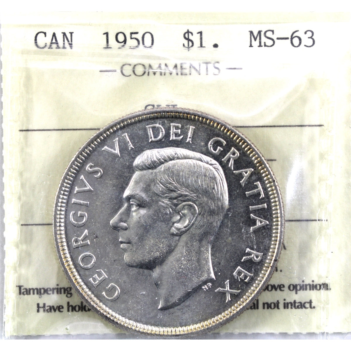 1950 SWL Canada Dollar ICCS Certified MS63