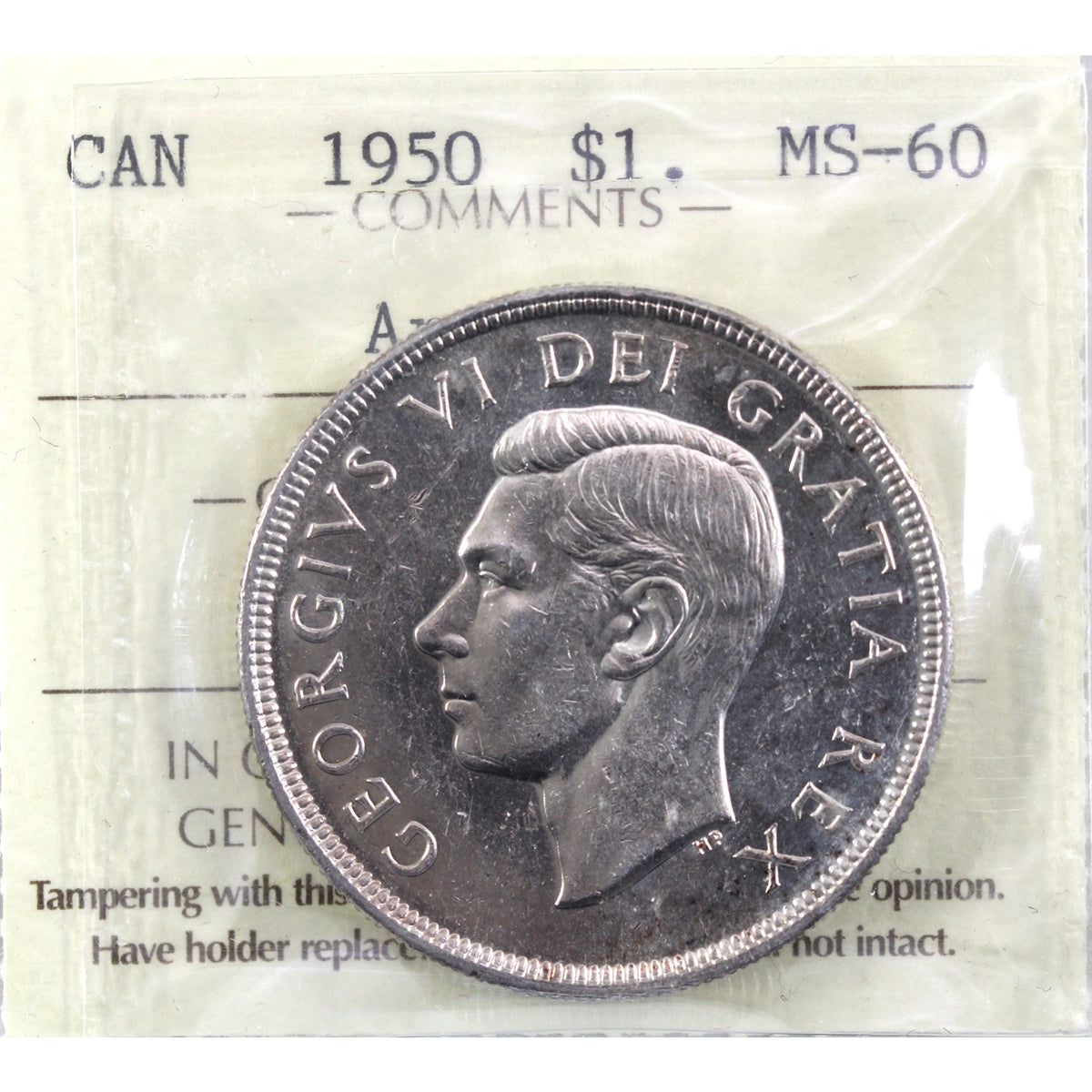 1950 Arnprior Canada Dollar ICCS Certified MS60
