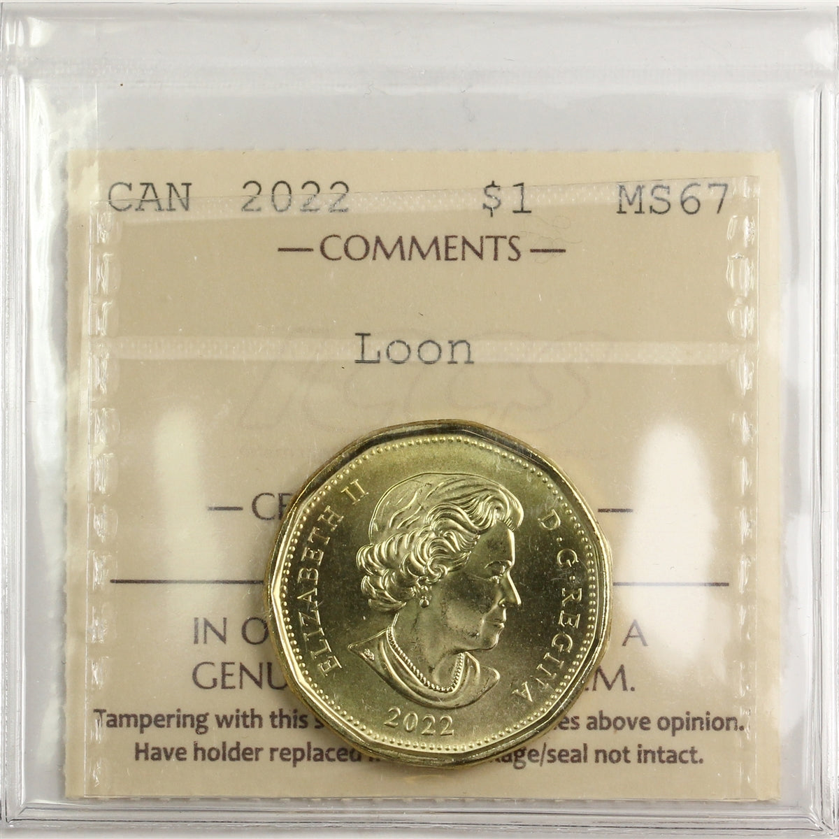 2022 Canada Loon Dollar ICCS Certified MS67