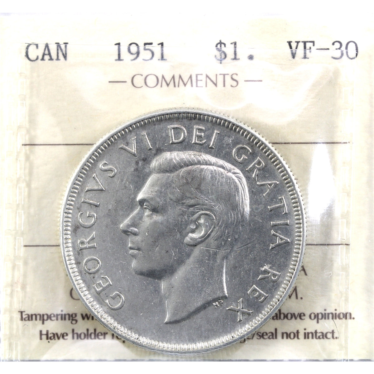 1951 Arnprior Canada Dollar ICCS Certified VF30