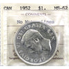 1952 No Water Lines Canada Dollar ICCS Certified MS62