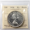 1958 Canada Dollar ICCS Certified PL65