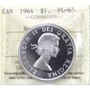 1964 Canada Dollar ICCS Certified PL65
