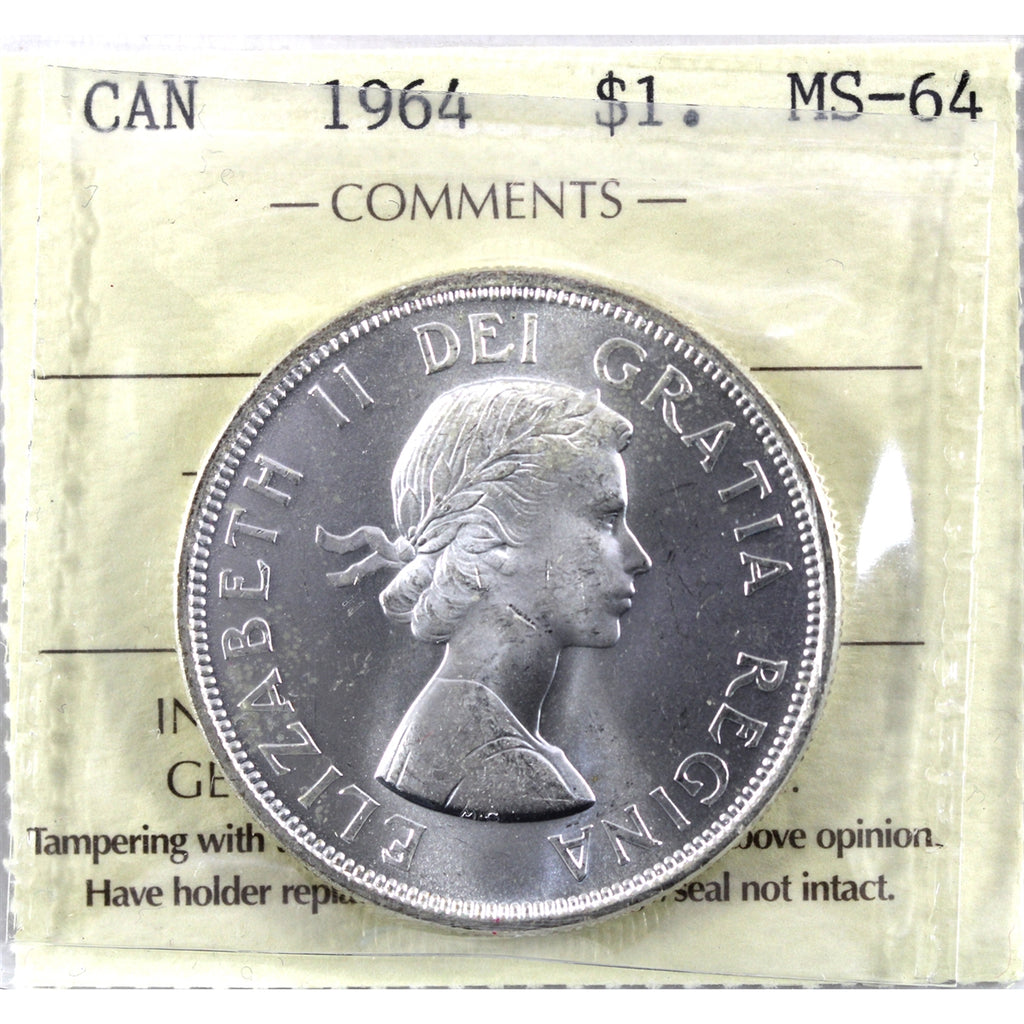 1964 Canada Dollar ICCS Certified MS64