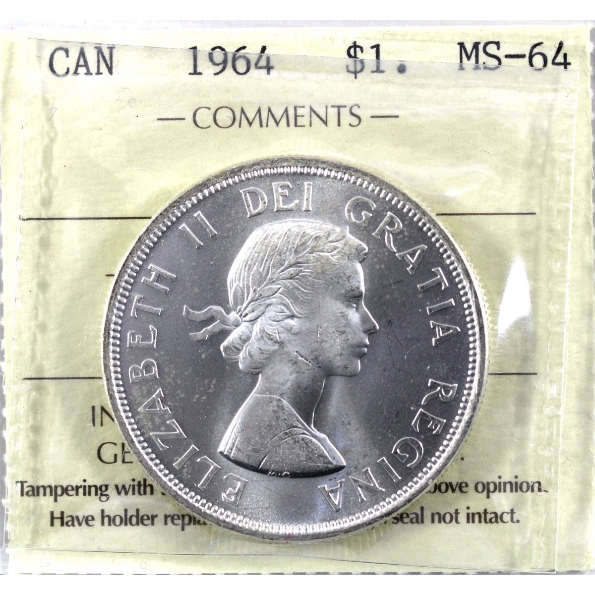 1964 Canada Dollar ICCS Certified MS64