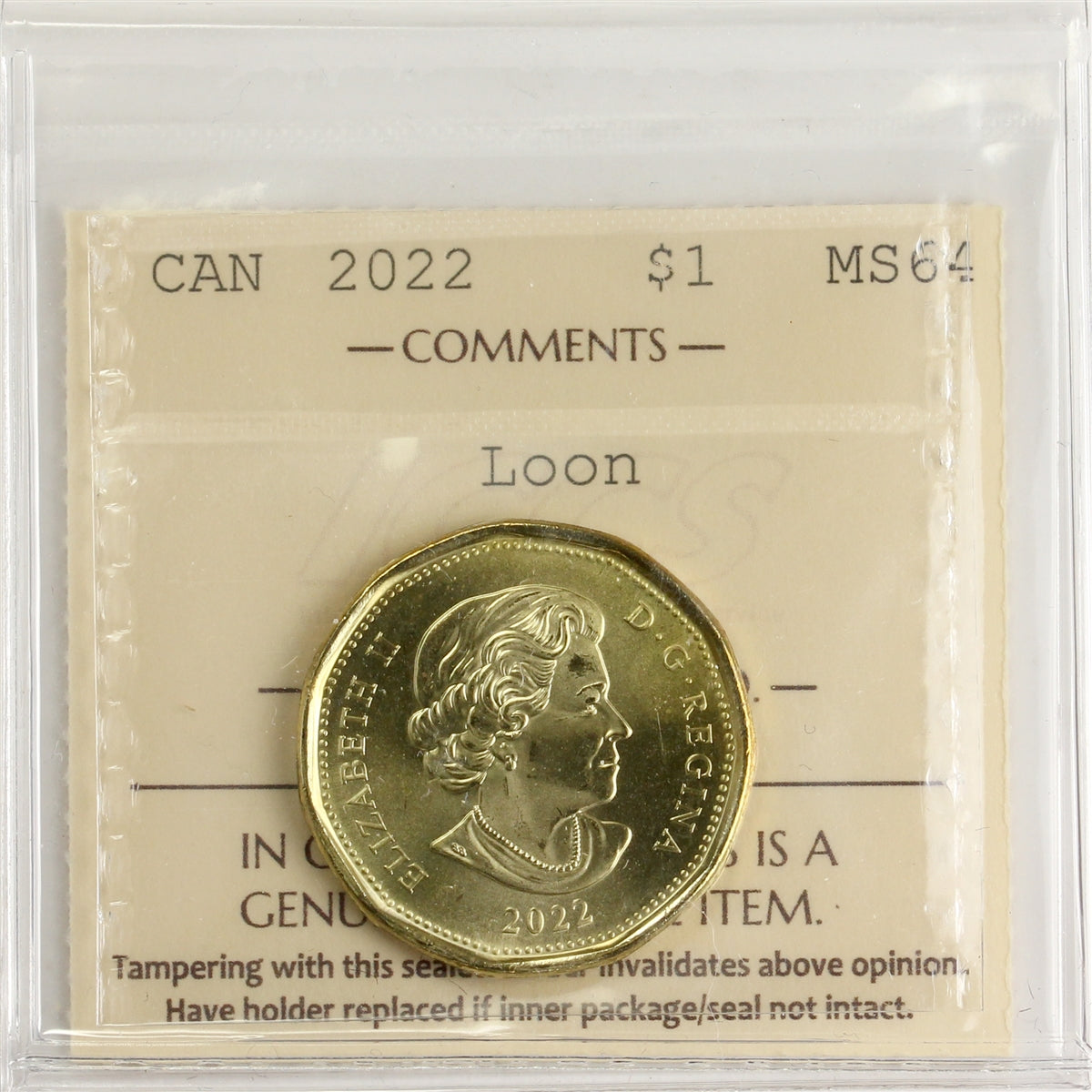 2022 Canada Loon Dollar ICCS Certified MS64