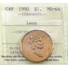 1990 Canada Loon Dollar ICCS Certified MS64