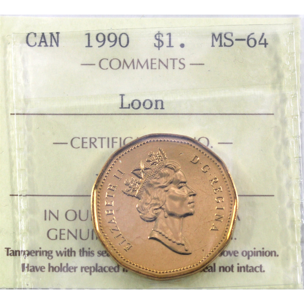 1990 Canada Loon Dollar ICCS Certified MS64
