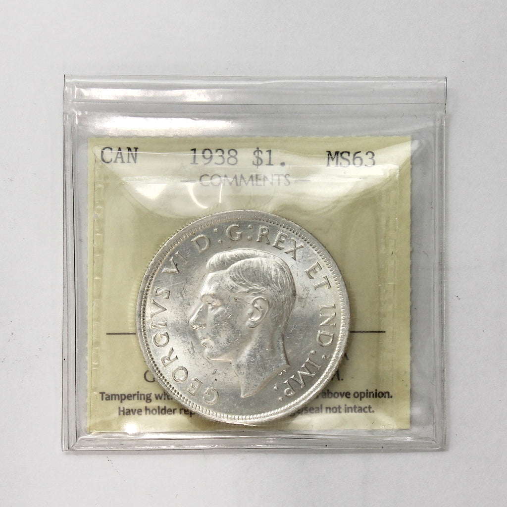 1938 Canada Dollar ICCS Certified MS63 (XTQ 223)