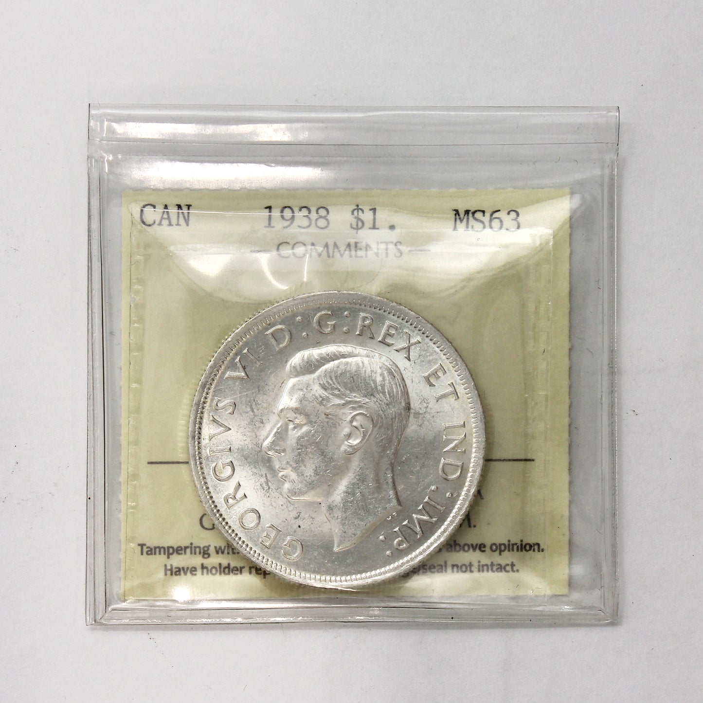 1938 Canada Dollar ICCS Certified MS63 (XTQ 223)
