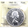 1963 Canada Dollar ICCS Certified PL66 Heavy Cameo