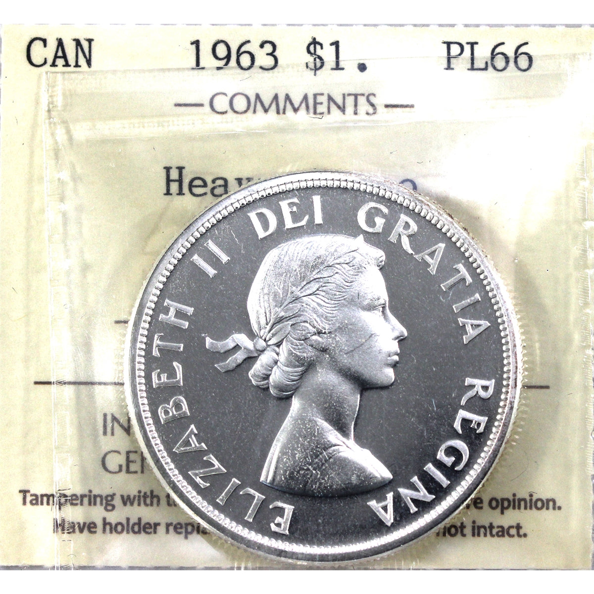 1963 Canada Dollar ICCS Certified PL66 Heavy Cameo