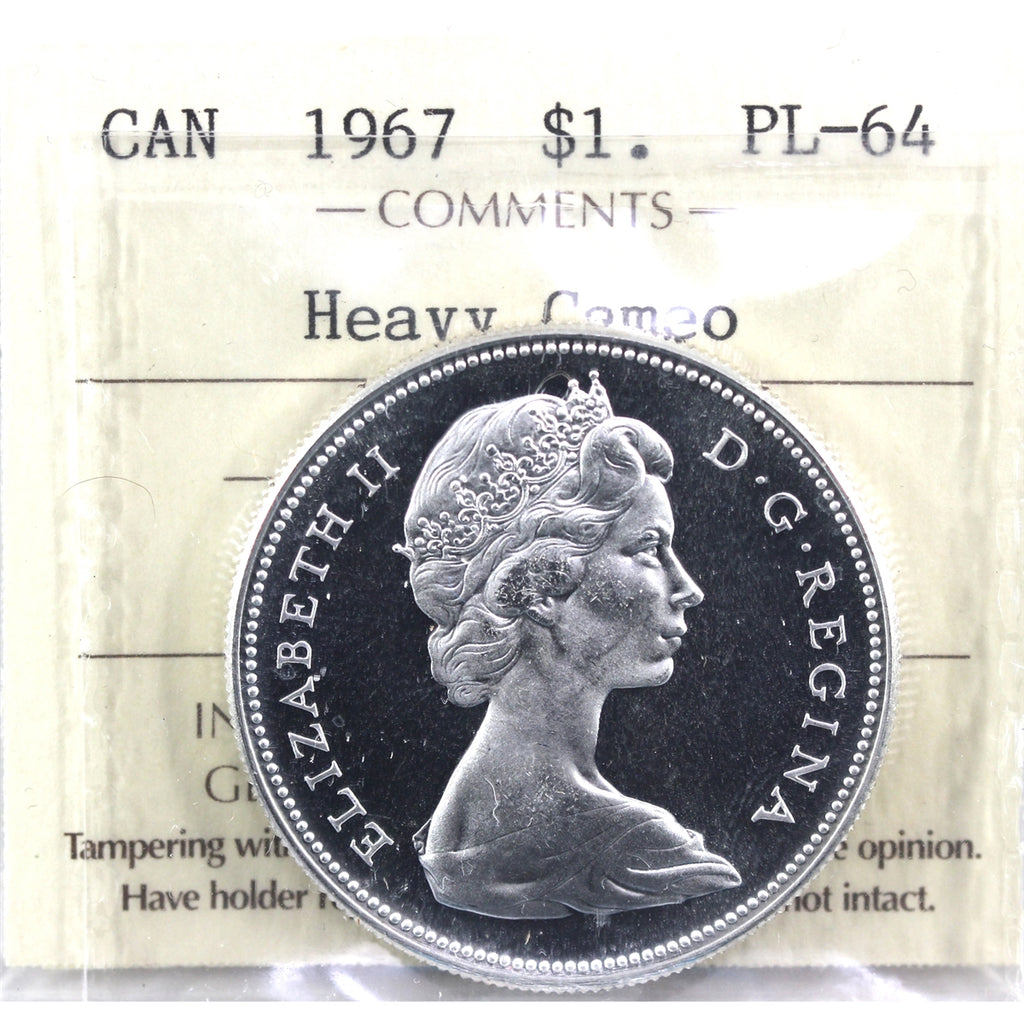 1967 Canada Dollar ICCS Certified PL64 Heavy Cameo