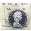 1965 Small Beads Ptd. 5 (Type 1) Canada Dollar ICCS PL65 Ultra Heavy Cameo