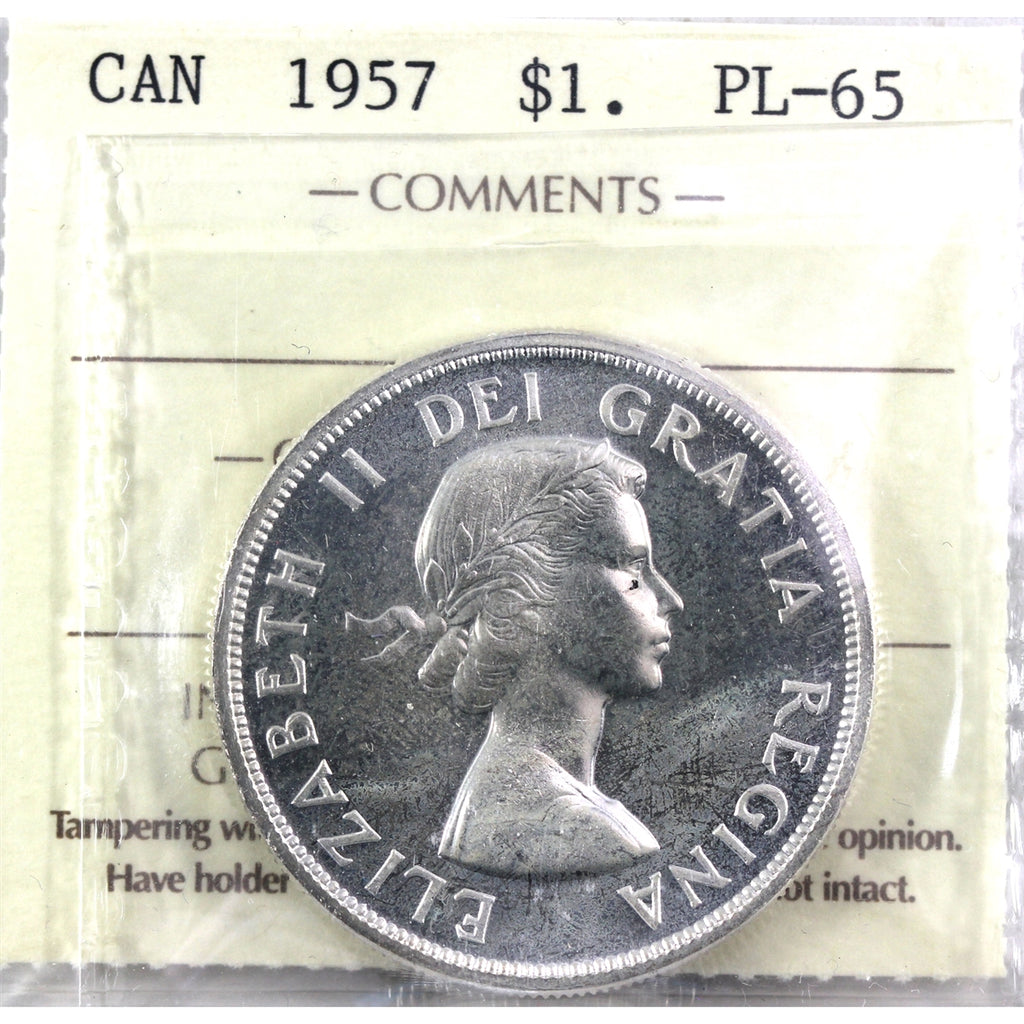 1957 Canada Dollar ICCS Certified PL65