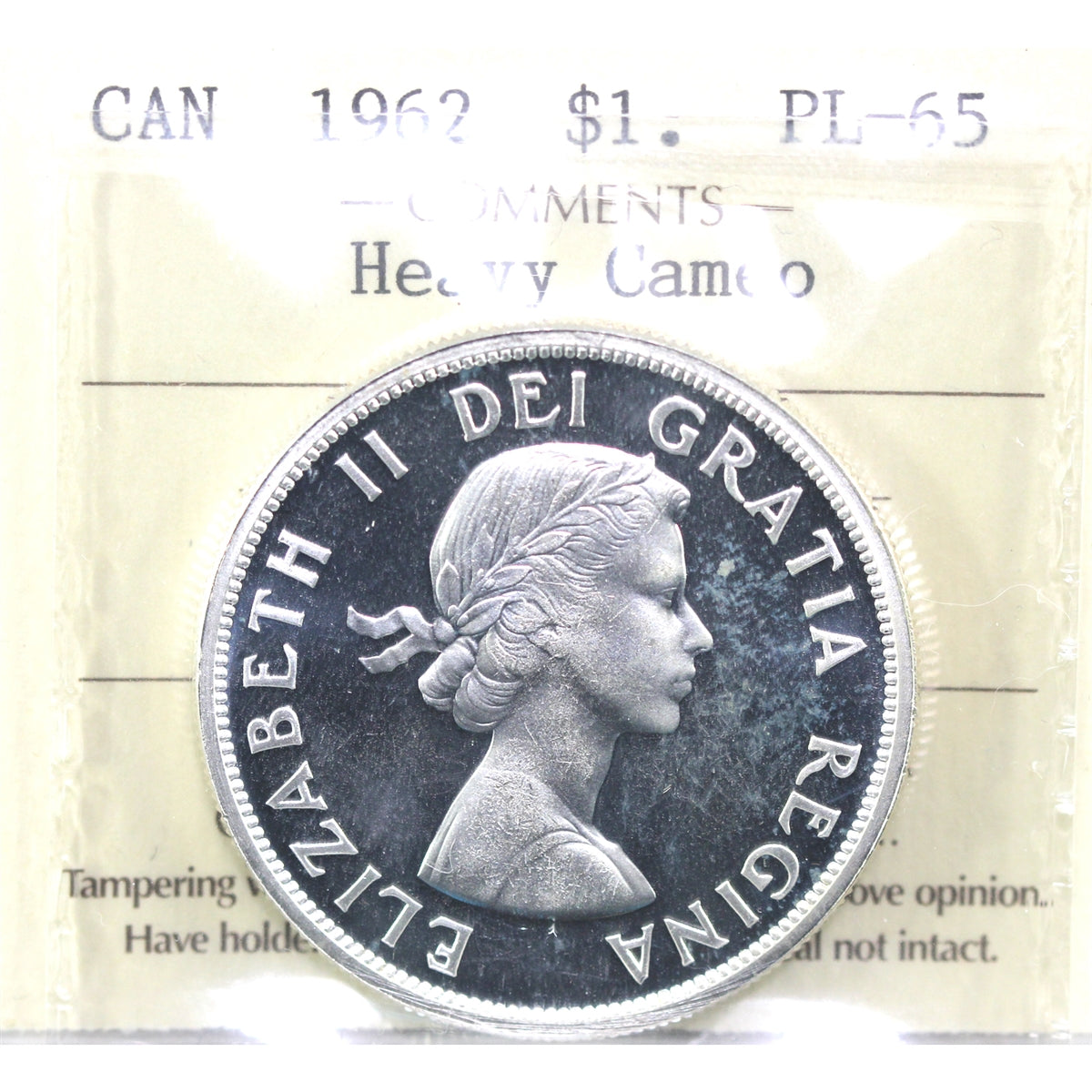 1962 Canada Dollar ICCS Certified PL65 Heavy Cameo