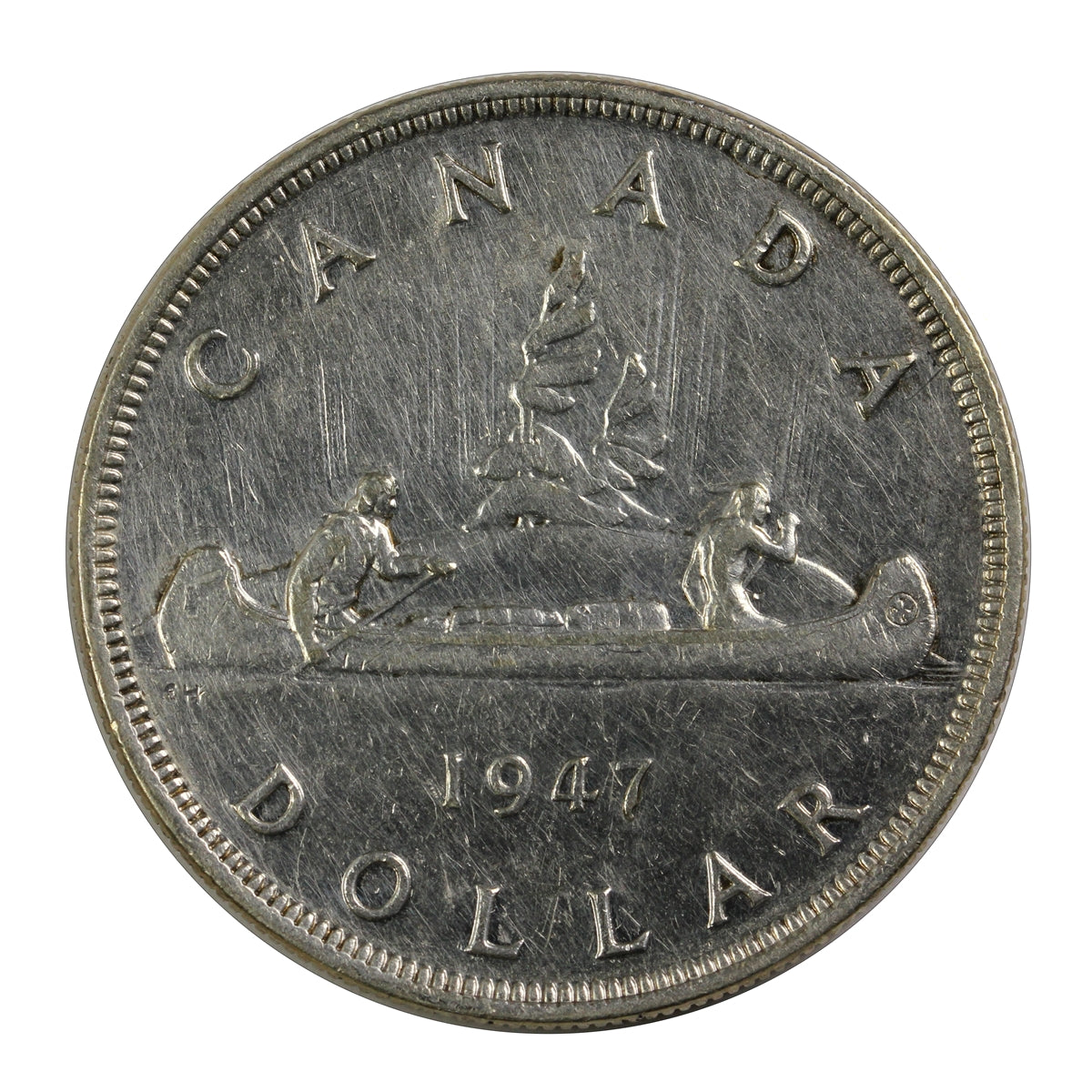 1947 Pointed 7 2 x HP Canada Dollar VF-EF (VF30) $