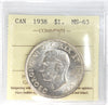 1938 Canada Dollar ICCS Certified MS63