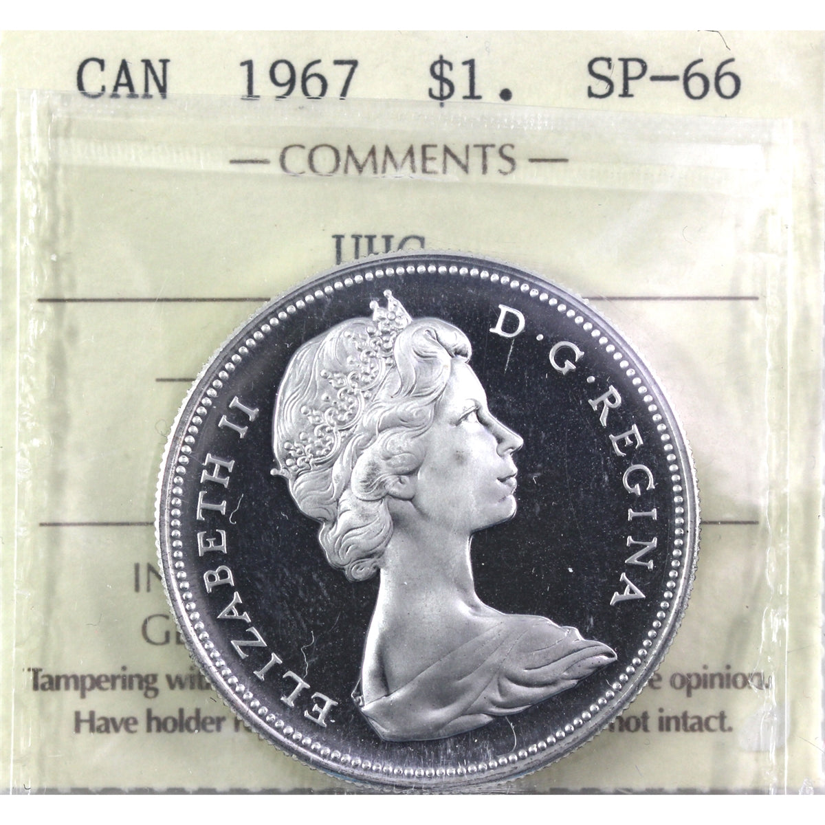 1967 Canada Dollar ICCS Certified SP66 Ultra Heavy Cameo