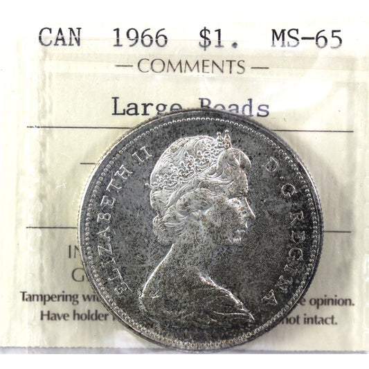 1966 Large Beads Canada Dollar ICCS Certified MS65 (D-1580)