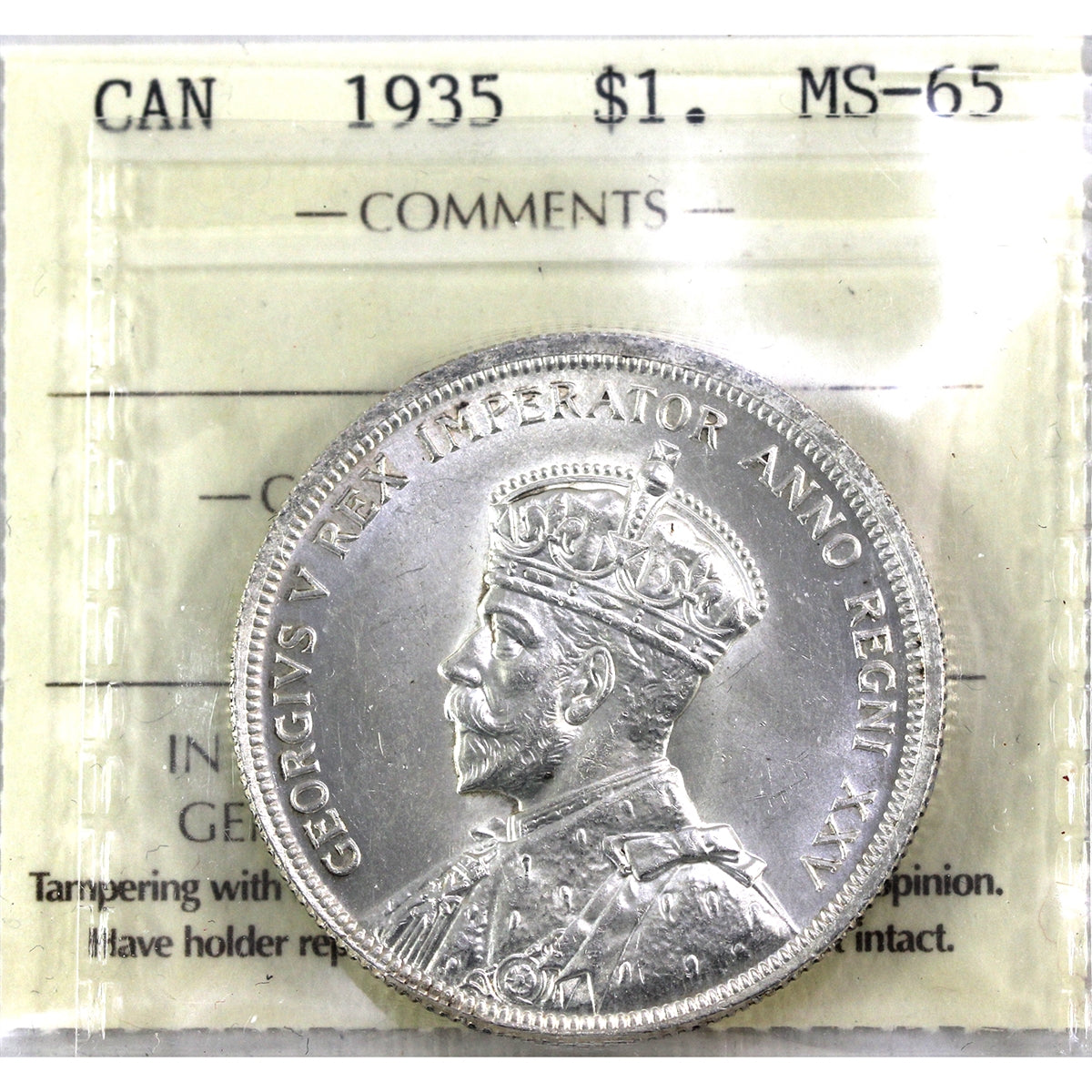 1935 Canada Dollar ICCS Certified MS65 (XAM 018)
