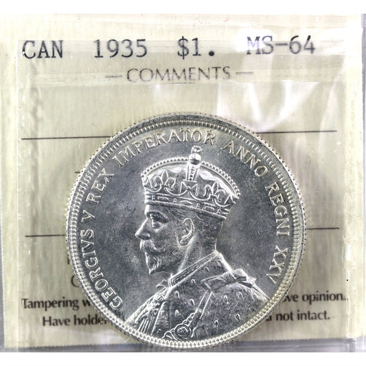 1935 Canada Dollar ICCS Certified MS64 (XAM 024)