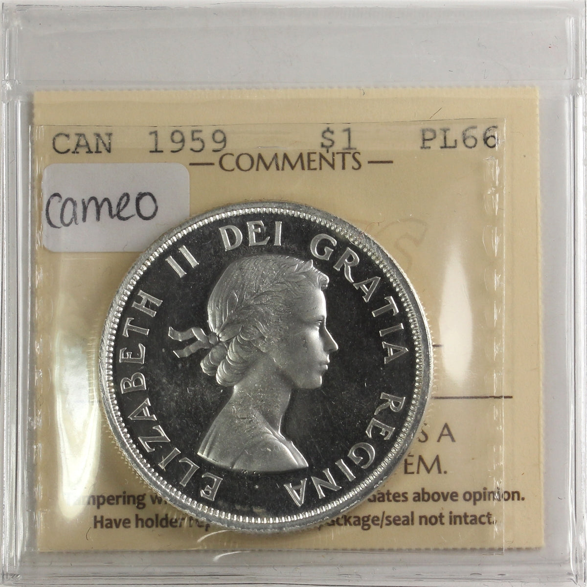1959 Canada Dollar ICCS Certified PL66 Cameo (XXQ 498)