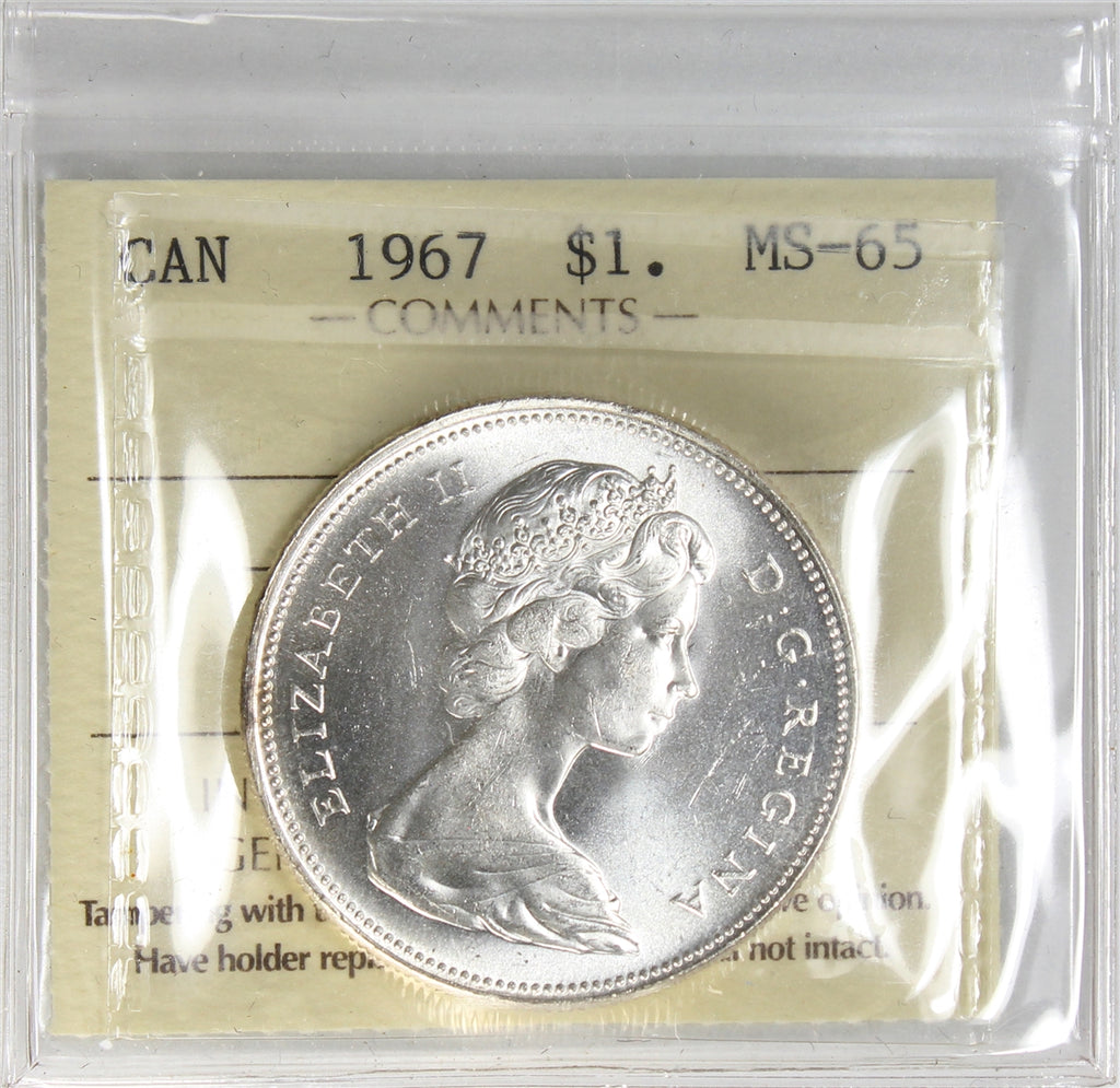1967 Canada Dollar ICCS Certified MS65
