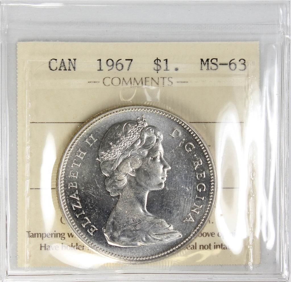 1967 Canada Dollar ICCS Certified MS63
