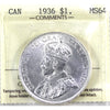 1936 Canada Dollar ICCS Certified MS64 (XCZ 614)