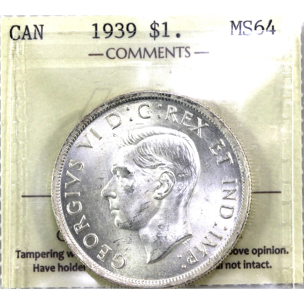 1939 Canada Dollar ICCS Certified MS64 (XHT 023)
