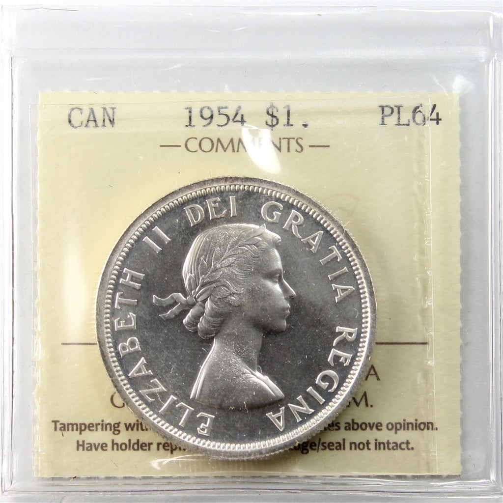 1954 Canada Dollar ICCS Certified PL64