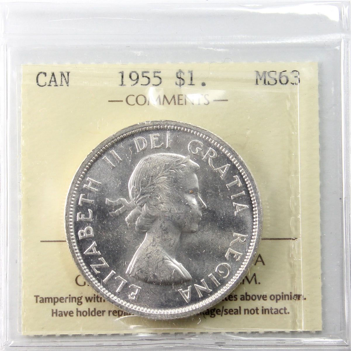 1955 Canada Dollar ICCS Certified MS63