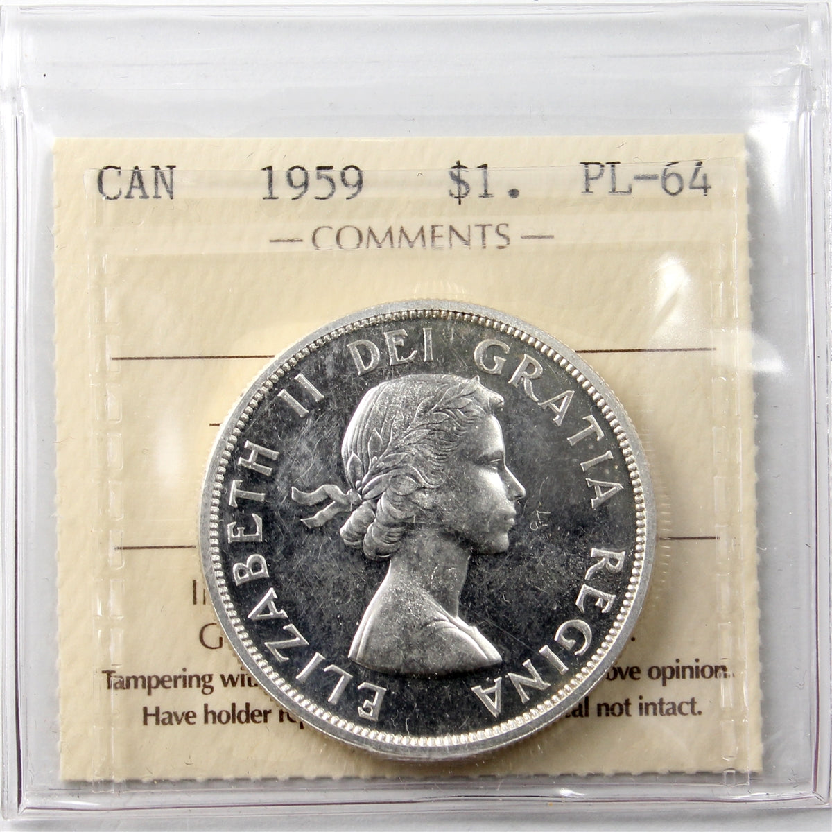 1959 Canada Dollar ICCS Certified PL64