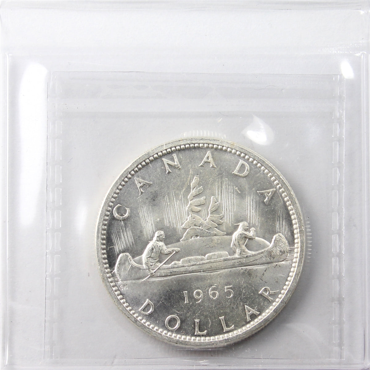 1965 Medium Beads Ptd. 5 (Type V) Canada Dollar ICCS Certified MS63 Heavy Cameo