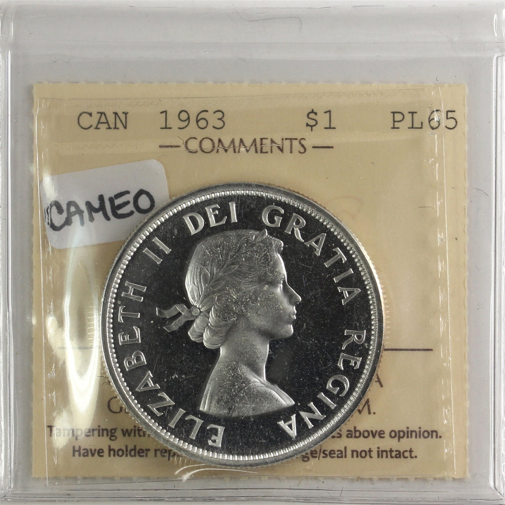 1963 Canada Dollar ICCS Certified PL65 Cameo