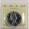 1963 Canada Dollar ICCS Certified PL65