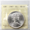 1967 Canada Dollar ICCS Certified MS64