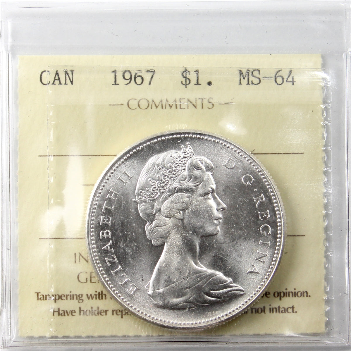 1967 Canada Dollar ICCS Certified MS64