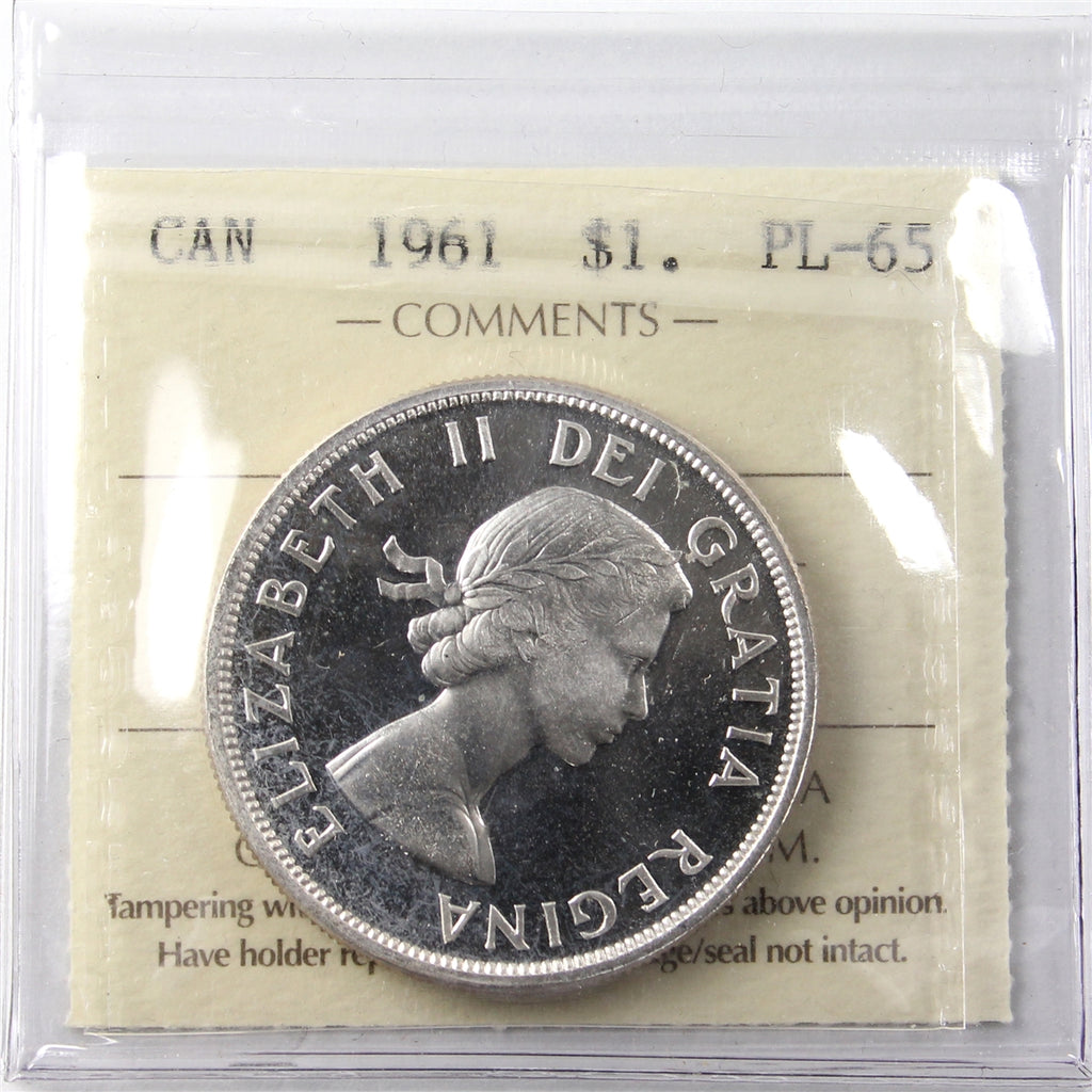 1961 Canada Dollar ICCS Certified PL65 Cameo