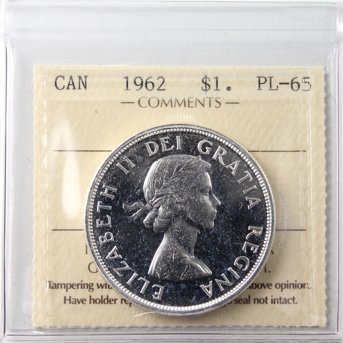 1962 Canada Dollar ICCS Certified PL65
