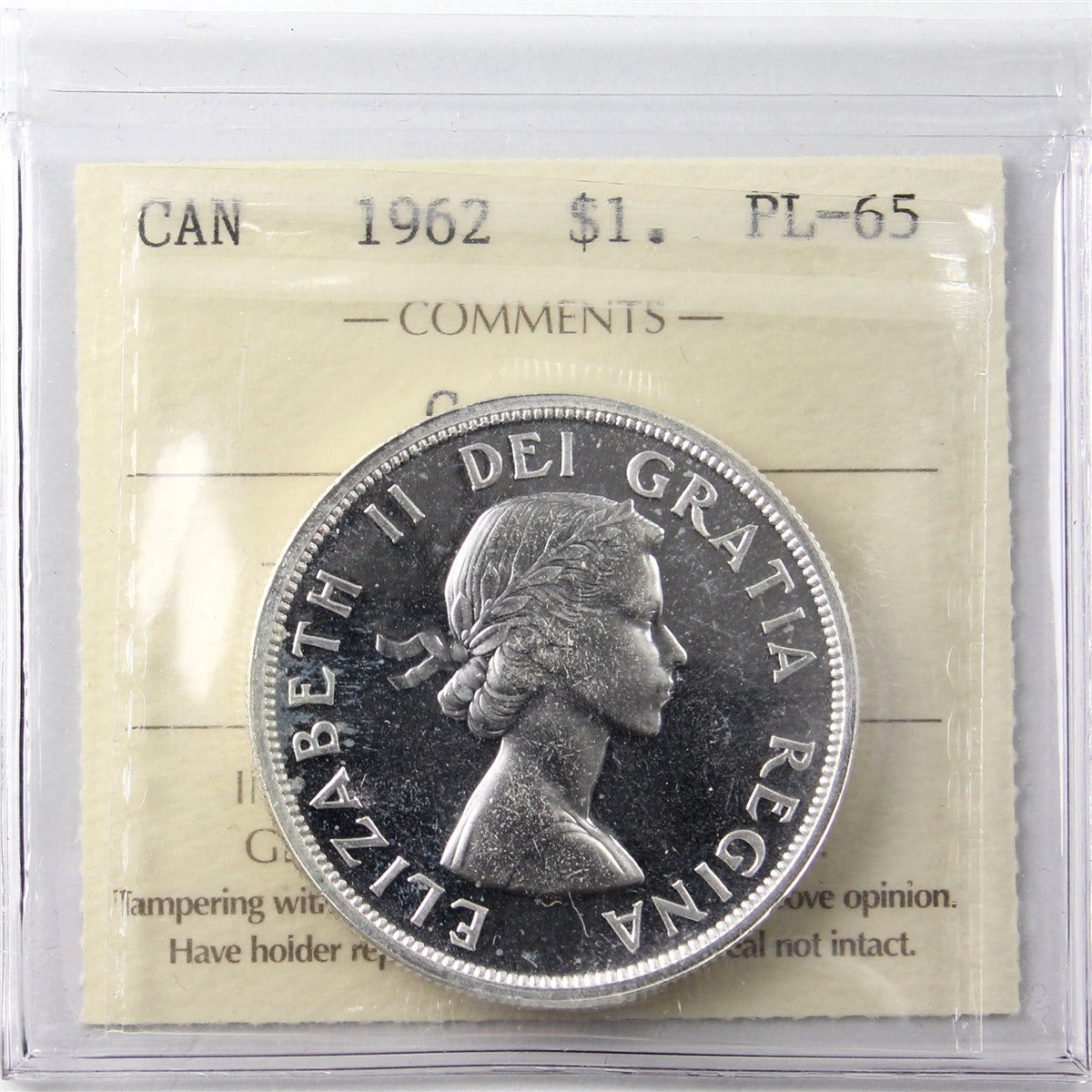 1962 Canada Dollar ICCS Certified PL65 Cameo