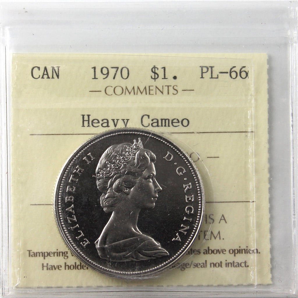 1970 Canada Nickel Dollar ICCS Certified PL66 Heavy Cameo