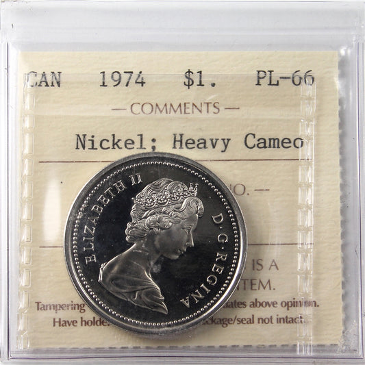 1974 Canada Nickel Dollar ICCS Certified PL66 Heavy Cameo